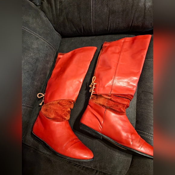 FLINGS RED Leather VINTAGE Western Boots sz8 - Picture 10 of 13